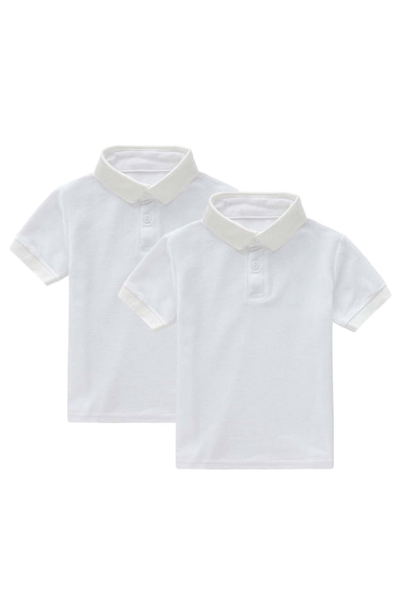 Kids Short Sleeve Tops Button Turn-down Collar T-shirts Boys and Girls Tees,2 Pack,Size 1-13 Years