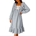 thumbnail image 1 of Gfyviroh Long Flannel Nightgowns for Women Ruffled Hem Square Neck Nightdress Cozy Long Sleeve Cute Sleepwear Nightshirts, 1 of 6