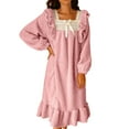 thumbnail image 1 of Gfyviroh Long Flannel Nightgowns for Women Ruffled Hem Square Neck Nightdress Cozy Long Sleeve Cute Sleepwear Nightshirts, 1 of 3