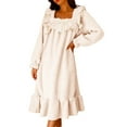 thumbnail image 1 of Gfyviroh Long Flannel Nightgowns for Women Ruffled Hem Square Neck Nightdress Cozy Long Sleeve Cute Sleepwear Nightshirts, 1 of 6