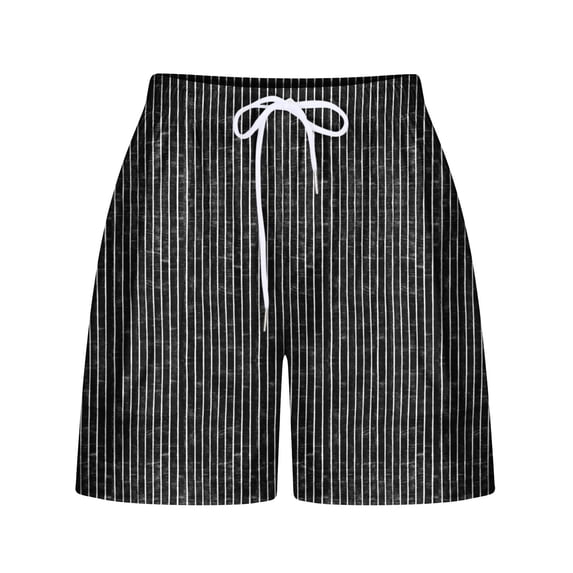 Gfyviroh Lounge Shorts for Women Lightweight Drawstring Shorts with Pockets Comfortable Loose Stripes Shorts