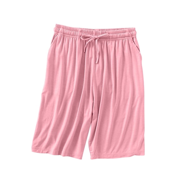 Gfyviroh Lounge Shorts for Women Summer Thin Oversized Drawstring Shorts with Pockets Bermuda Pajama Bottoms