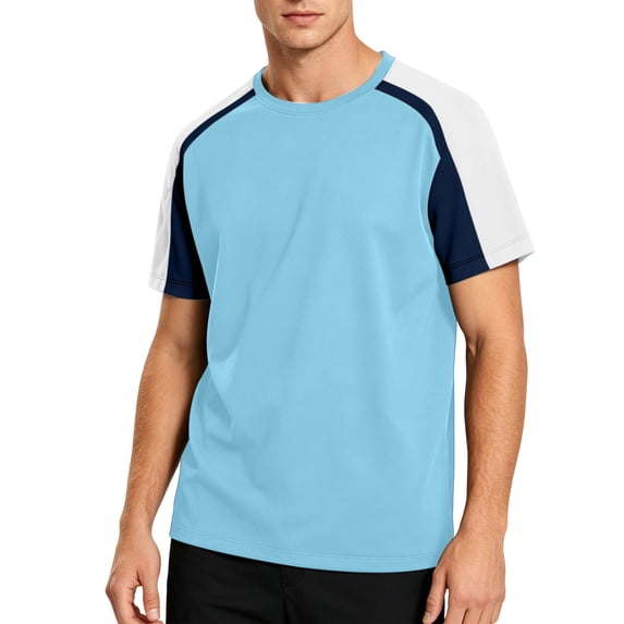 Gfyviroh Men's Athletic Tees Color Block Breathable Crew Neck T-Shirt Lightweight Summer Short Sleeve Workout Shirts