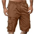 thumbnail image 1 of Gfyviroh Men's Cargo Shorts with Multi Pockets Casual Button Elastic Waist Shorts Solid Loose Work Hiking Shorts, 1 of 5
