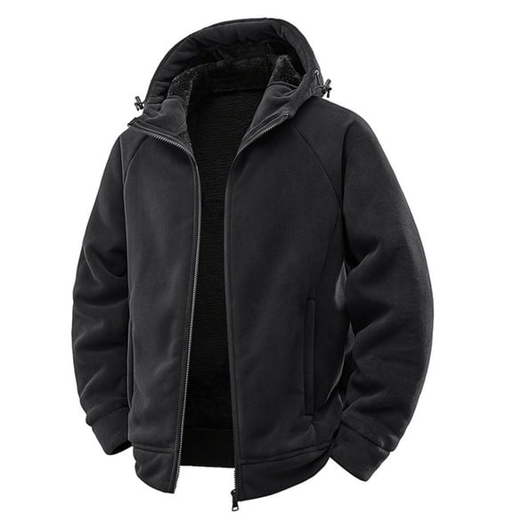 Gfyviroh Men's Fleece Coats with Hood Full Zip Long Sleeve Winter Jackets with Pockets Big and Tall Men Hooded Jackets