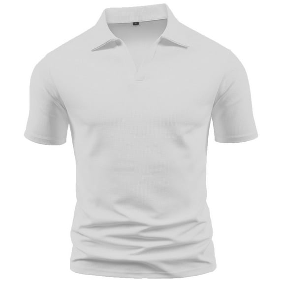 Gfyviroh Men's Pullover Shirts Summer Solid Color Short Sleeve Trendy Tops Casual Turn-down Collar Breathable T-shirts