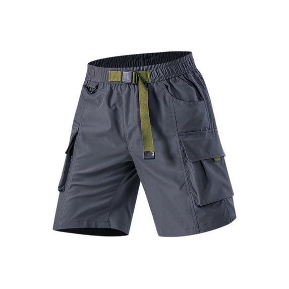 Gfyviroh Men's Quick Dry Shorts Lightweight Elastic Waist with Belt Cargo Shorts Multi-Pocket Hiking Shorts