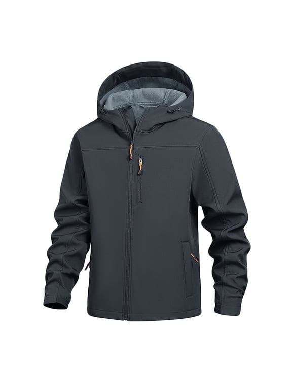 Men's Windbreaker Jackets Winter Windproof Waterproof Hooded Jackets Fleece Lined Multi Pockets Outdoor Cycling Coats