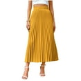 thumbnail image 1 of Gfyviroh Midi Skirts for Women Solid Color Pleated High Waist Skirts Elastic Waist Business Casual A-Line Skirts, 1 of 8