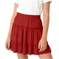 thumbnail image 1 of Gfyviroh Mini Skirts for Big Girls Stretch High Waisted Solid Ruffle Skirts Soft Comfy Cute Flared Layered Skirt,Size 5-15 Years, 1 of 6