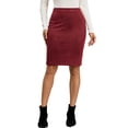 thumbnail image 1 of Gfyviroh Pencil Skirt for Women Comfy Faux Suede Slim Bodycon Skirts High Waist Stretch Office Casual Skirt, 1 of 7