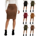 thumbnail image 1 of Gfyviroh Pencil Skirt for Women Comfy Faux Suede Slim Bodycon Skirts High Waist Stretch Office Casual Skirt, 1 of 7