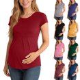 thumbnail image 1 of Gfyviroh Plus Size Maternity T-Shirts for Women Short Sleeve Solid Comfy Tee Pleated Front Lightweight Pregnancy Tops, 1 of 8