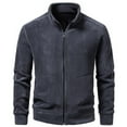 thumbnail image 1 of Gfyviroh Sherpa Jackets for Men Stand Collar Long Sleeve Outerwear with Pockets Slim Fit Zip Open Front Coats, 1 of 5