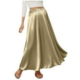 thumbnail image 1 of Gfyviroh Skirts for Women Silk Satin Drawstring Elastic Waist Maxi Skirts Casual Lightweight Comfortable Long Skirts, 1 of 5