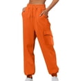 thumbnail image 1 of Gfyviroh Sweatpants for Women Elastic Waist Drawstring Casual Solid Color Pants High Waist Zip Pockets Plus Size Cuffed Pants, 1 of 5