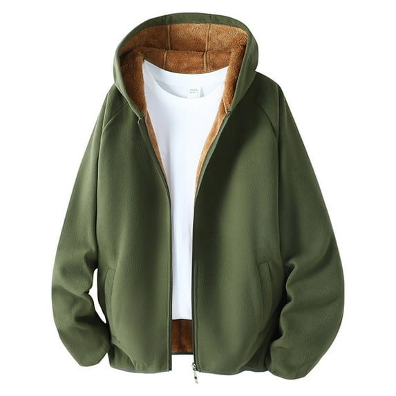 Gfyviroh Sweatshirt Coats for Men Soft Fleece Thick Warm Winter Zip Up Sweatshirts Pockets Casual Long Sleeve Hooded Jackets