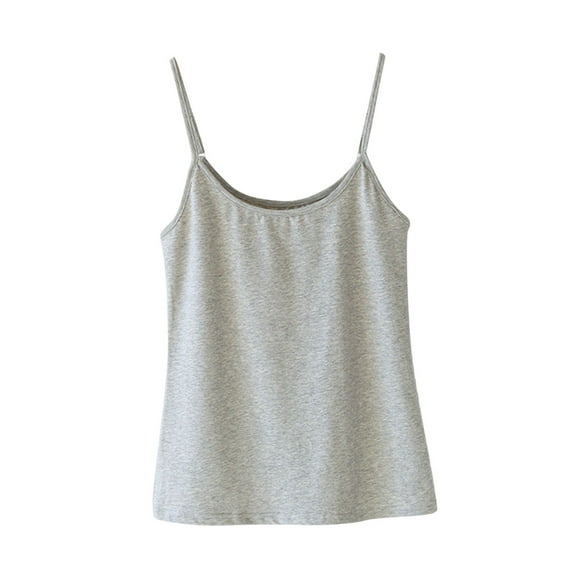 Gfyviroh Tank Tops for Women Adjustable Spaghetti Strap Sleeveless Undershirts Solid Color Stretch Slim Cami Tops