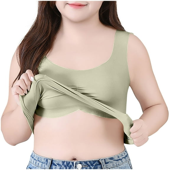 Gfyviroh Tank Tops for Women Seamless Plus Size Chest Padded Undershirts Crewneck Sleeveless Pleated Loungewear Tops