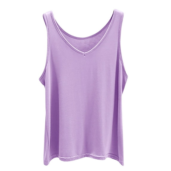 Gfyviroh Tank Tops for Women Soft Modal Solid Color V Neck Casual Tops Comfortable Plus Size Sleeveless Undershirts