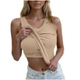 thumbnail image 1 of Gfyviroh Tank Tops for Women Solid Color Crewneck Breathable Tops with Built In Bra Padded Thin Sleeveless Slim Undershirts, 1 of 8
