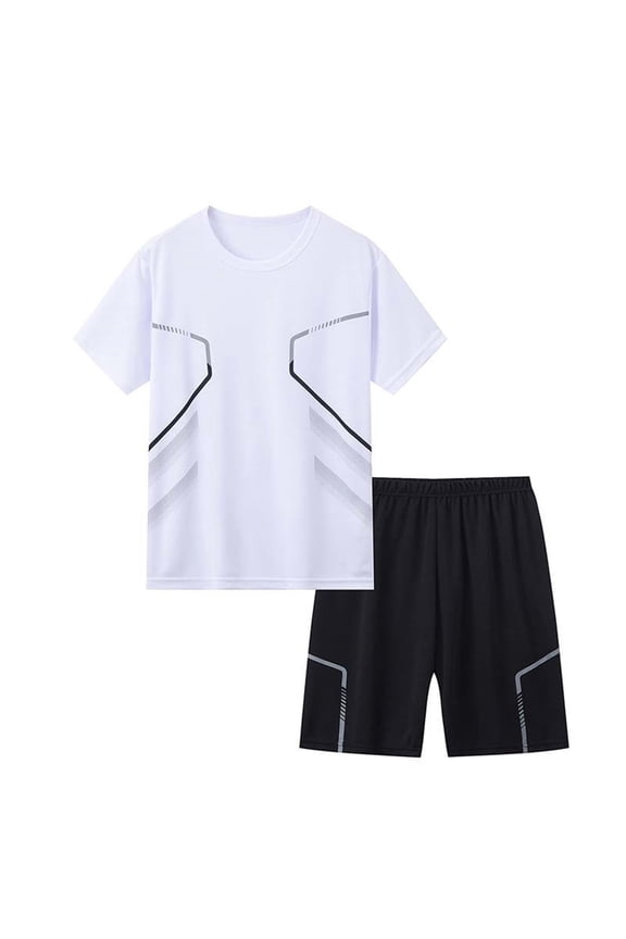 Teen Boys' Athletic Sets 2 Piece Breathable Short Sleeve Tee and Shorts Sports Outfit Loose Fit Big Boys Quick Dry Sets,Size 12-16 Years