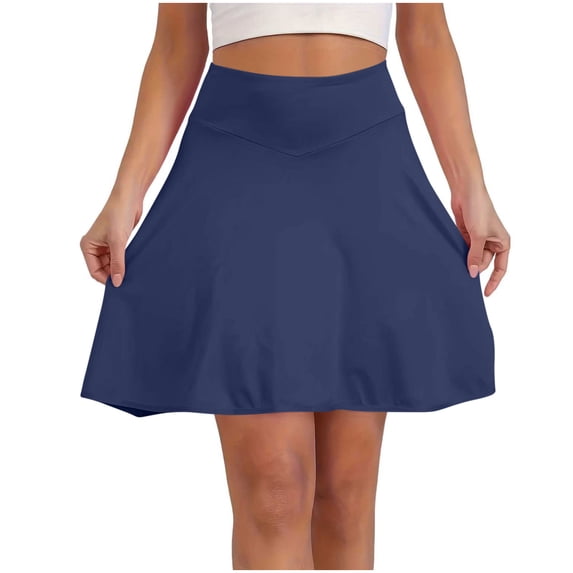 Gfyviroh Tennis Skirts for Women Stretchy Casual Side Slit High-Waist Skirt Short Yoga Skirt with Built-In Shorts