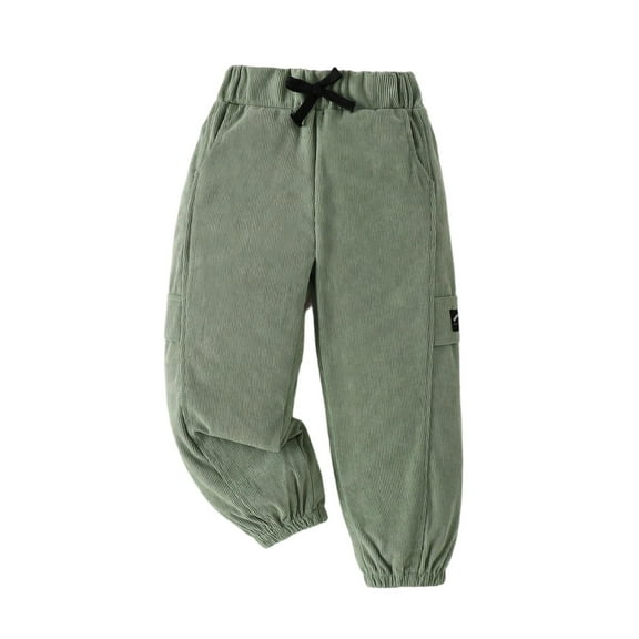 Gfyviroh Toddler Baby Boys and Girls Pants Corduroy Loose Ribbed Cuffed Pants with Pockets Elastic Waist Casual Trousers,2-8 T