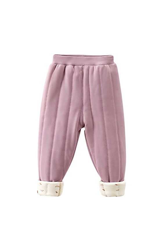 Toddler Boys and Girls Pants Children's Thick Winter Warm Pants Casual Cotton Pleated Cuffed Trousers,3-15 Years