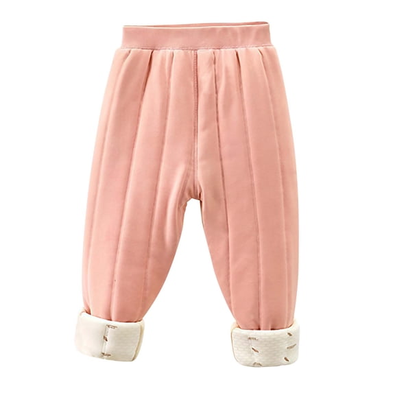 Gfyviroh Toddler Boys and Girls Pants Children's Thick Winter Warm Pants Casual Cotton Pleated Cuffed Trousers,3-15 Years