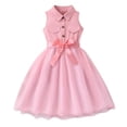 thumbnail image 1 of Gfyviroh Toddler Girls Dresses Sleeveless Button Front Summer Dresses Solid Patchwork Tulle Dresses,Size 2-13 Y, 1 of 4