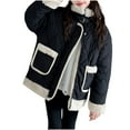 thumbnail image 1 of Gfyviroh Toddler Girls Fleece Lined Jackets Zip Open Front Snap Button Quilted Jackets Casual Patchwork Pockets Long Sleeve Coats,4-14 Y, 1 of 5
