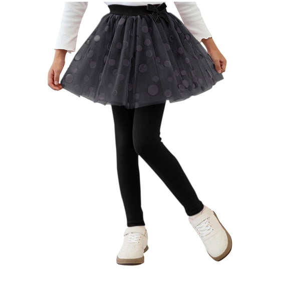 Gfyviroh Toddler Girls Leggings with Skirts Flowy Print Lace Pleated Skirt Pants Trendy Cute Casual Pants,2-12 Y