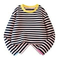 thumbnail image 1 of Gfyviroh Toddler Girls and Boys Cotton T-shirts Pullover Crew Neck Patchwork Basic Tops 3-15 Years Long Sleeve Stripes Tops, 1 of 3