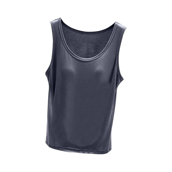 Gfyviroh Undershirts for Women Soft Comfortable Crewneck Loungewear Tops with Chest Pad Casual Sleeveless Solid Color Tank Tops