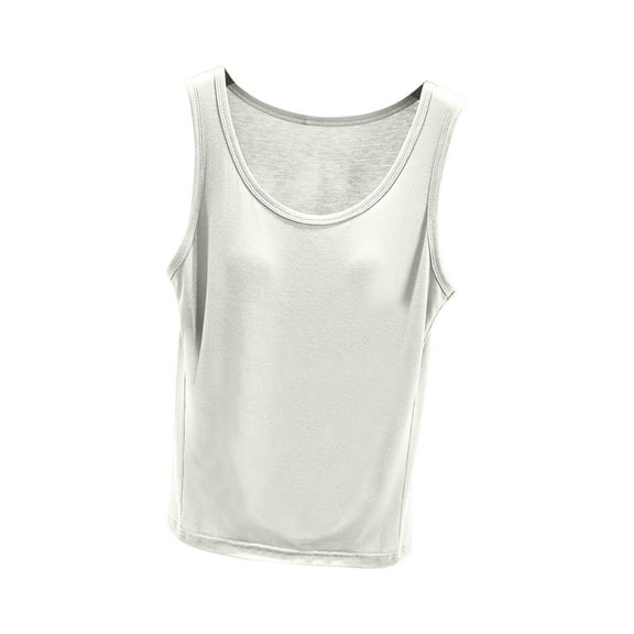 Gfyviroh Undershirts for Women Soft Comfortable Crewneck Loungewear Tops with Chest Pad Casual Sleeveless Solid Color Tank Tops