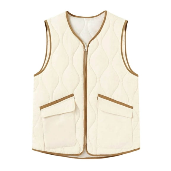 Gfyviroh Vests for Women Plus Size Casual Sleeveless Jackets Zip Open Front Patchwork Solid Vest Outerwear with Pockets