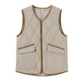 thumbnail image 1 of Gfyviroh Vests for Women Plus Size Casual Sleeveless Jackets Zip Open Front Patchwork Solid Vest Outerwear with Pockets, 1 of 3