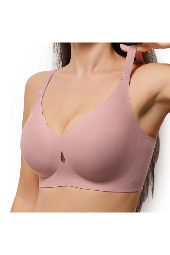 Wireless Sports Bras for Women Seamless Cut-out Push Up Plus Size Bra Solid Breathable Back Closure Bra