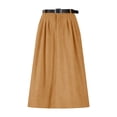 thumbnail image 1 of Gfyviroh Women's A-Line Skirts Corduroy Comfortable Elastic Waist Belted Skirts Casual Loose Fit Midi Skirts, 1 of 4