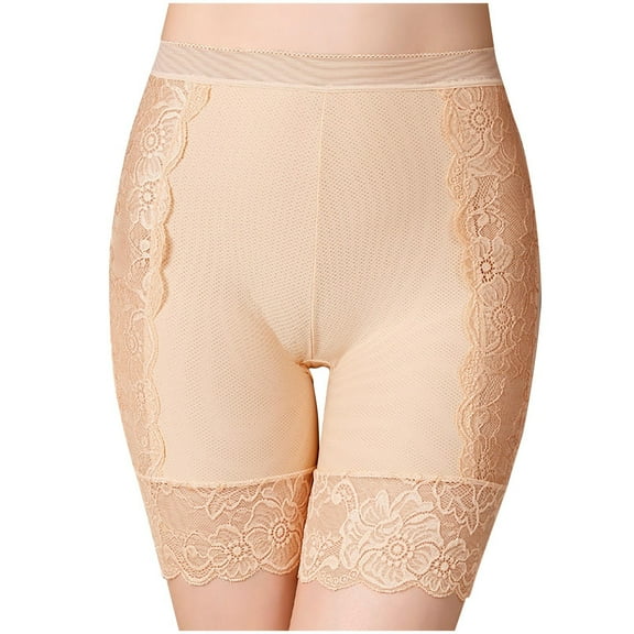 Gfyviroh Women's Boxer Briefs Lace Splicing Solid Color Tummy Control Breathable Underwear Thin Comfortable High-rise Underpants