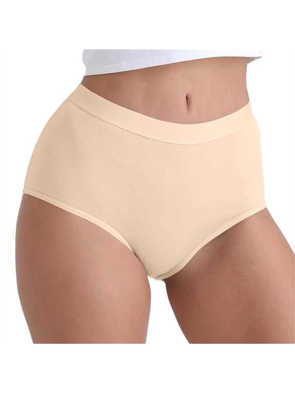 Women's Brief Soft Seamless High Waist Panties Plus Size Solid Full Coverage Underwear