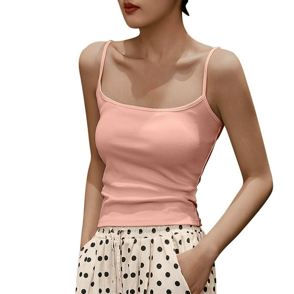 Gfyviroh Women's Cotton Cami Tops Casual Sleeveless Spaghetti Strap Tops Thin Comfortable Summer Slim Undershirts