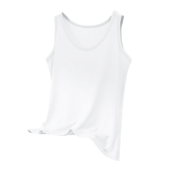 Gfyviroh Women's Cotton Linen Undershirts Crewneck Casual Sleeveless Tank Tops Plus Size Solid Color Loungewear Tops