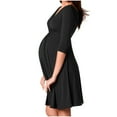 thumbnail image 1 of Gfyviroh Women's Cotton Maternity Dress Ruched V-Neck 3/4 Sleeve Slim Dress Knee Length Cozy Pregnancy Dress for Daily Wear, 1 of 2