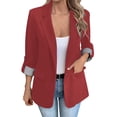 thumbnail image 1 of Gfyviroh Women's Dressy Blazer Jackets Solid Color Long Sleeve Business Jackets with Pockets Button Front Lapel Coats, 1 of 7