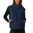 thumbnail image 1 of Gfyviroh Women's Fleece Vest Jackets Patchwork Snap Button Sleeveless Jackets with Pockets Stand Collar Lightweight Outerwear Coats, 1 of 5