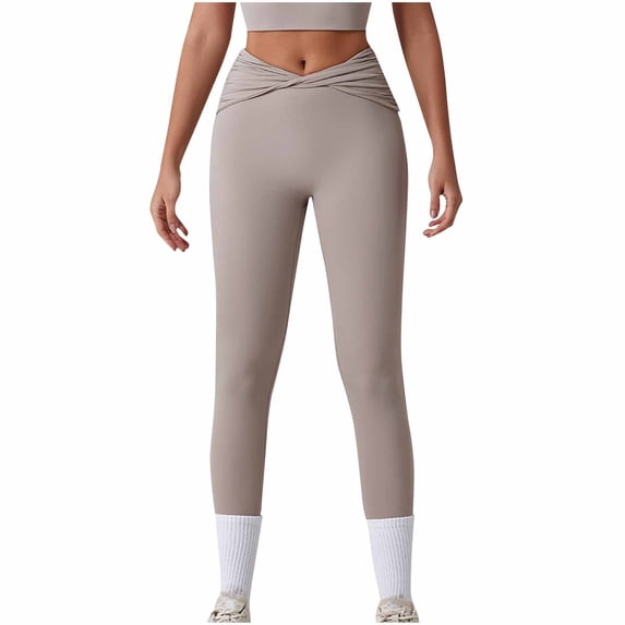 Gfyviroh Women's High Waist Yoga Leggings Crossover Waistband Stretchy Soft Workout Pants Slim Fit Lightweight Gym Pants