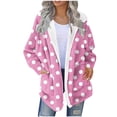 thumbnail image 1 of Gfyviroh Women's Hooded Jackets Loose Comfortable Long Sleeve Outerwear with Pockets Casual Dot Printing Zip Up Fleece Jackets, 1 of 5