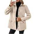 thumbnail image 1 of Gfyviroh Women's Long Sleeve Jackets Wool Blend Turn-down Collar Outerwear Button Pockets Long Sleeve Casual Comfortable Jackets, 1 of 6